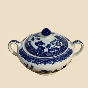 Blue Willow Style Sugar Bowl
